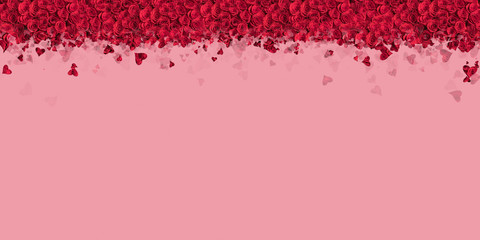 Roses breaking away as random hearts