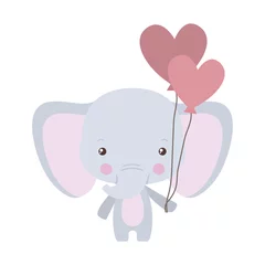 Fototapete Tiere mit Ballon Netter Elefant mit Herzballonvektordesign