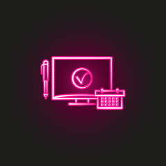 timetable neon style icon. Simple thin line, outline vector of education icons for ui and ux, website or mobile application