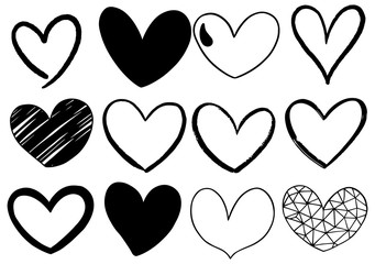 hand drawn scribble hearts