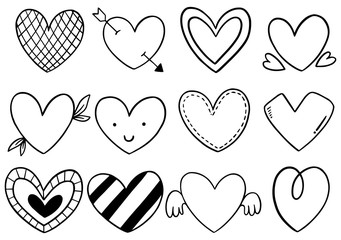 hand drawn scribble hearts