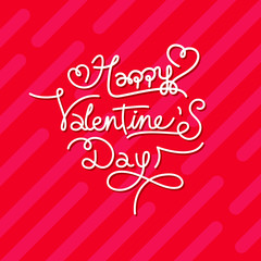 Happy Valentine&rsquo;s Day typography with handwritten calligraphy font, Isolated on red background Vector Illustration.
