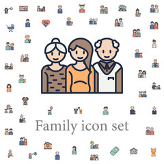 pregnant daughter with her parents icon. family icons universal set for web and mobile