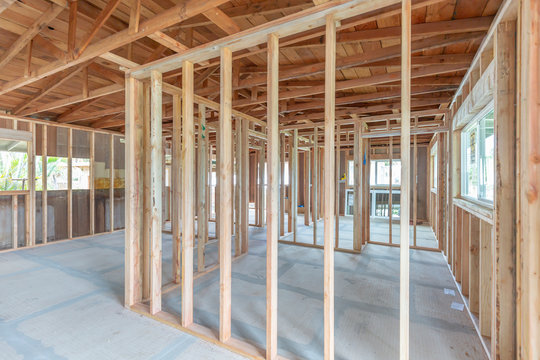 Interior construction home remodel framing project