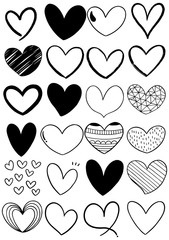 hand drawn scribble hearts