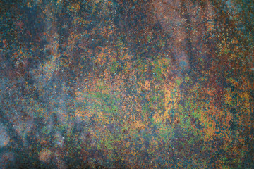 Texture of an old rusty iron sheet closeup.