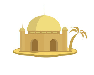 Modern Flat Elegant Islamic Mosque. Illustration vector