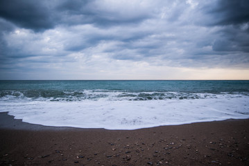 Fototapeta na wymiar Black Sea Shore Storm Yalta Crimea Cloudy weather