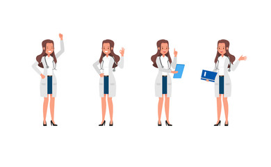 Woman doctor vector character design. Presentation in various action.