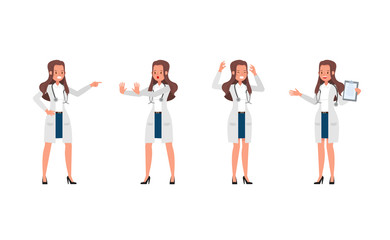 Fototapeta premium Woman doctor vector character design. Presentation in various action. no2