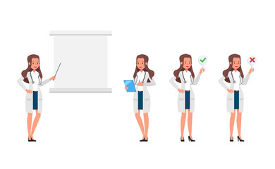 Woman doctor vector character design. Presentation in various action. no4