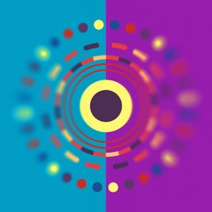 Technology colorful round background. Abstract digital illustration. connection concept. Electronic round design. Modern abstraction lines and points. Selective focus macro shot with shallow DOF