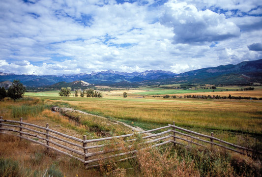 Zig-Zig Rail Fence and San Juan Mountains, Ridgeway, Colorado