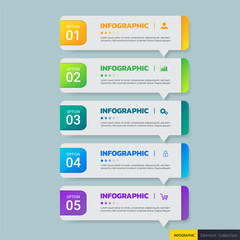 Infographics template 4 options with horizontal banner, can be used for workflow layout, diagram, website, corporate report, advertising, marketing. vector illustration.