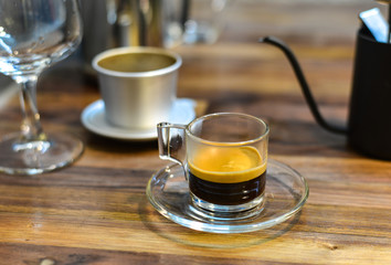 Organic coffee drink at the vintage restaurant