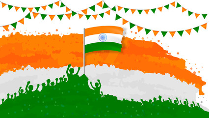 Indian republic day with flag and people illustrations