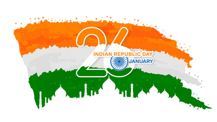 Indian republic day 26 january illustrations