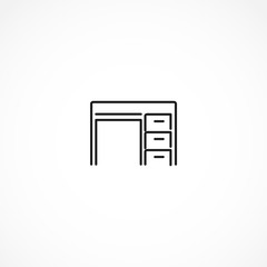 The table icon. Workplace vector icon on white background