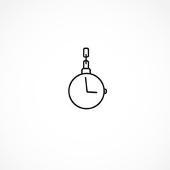 Pocket watch with chain vector icon on white background