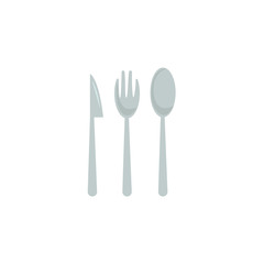 spoon fork knife flat illustration on white background