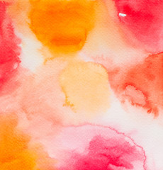 Abstract hand drawn watercolor. Colorful splashing in the paper. It is wet texture background with...