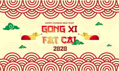 Happy chinese new year, 2020, Greetings year of the rat. Background template for your any media. Vector illustration