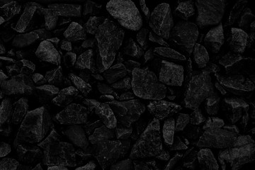 Natural fire ashes with dark grey black coals texture. It is a flammable black hard rock. Space for...