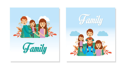 Mother father daughter and son vector design