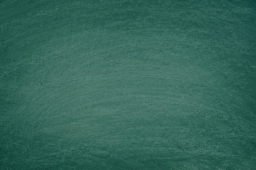 Working place on empty rubbed out on green board chalkboard texture background for classroom or wallpaper, add text message.