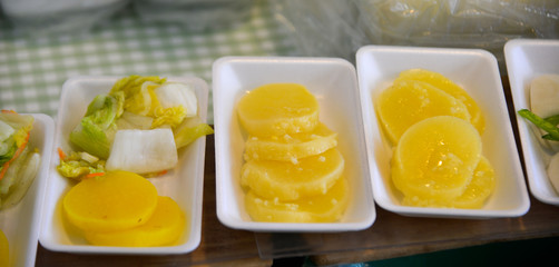 Various marinated vegetables at Nishiki market