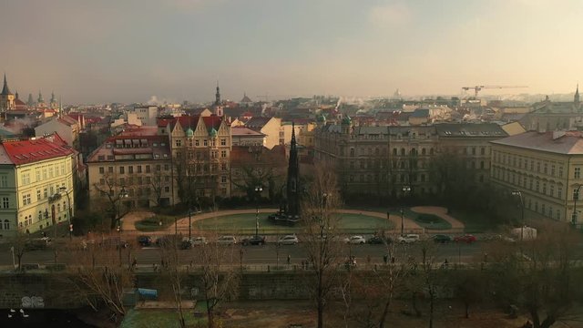 Prague, Kranner's Fountain, Vltava River, Czech Republic, Drone