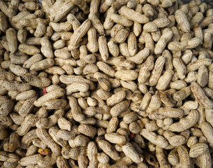 Pile of peanut in shell texture at market