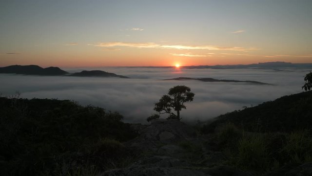 Fog at Sunrise in the Mountains in Brazil