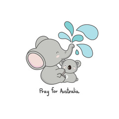 Pray for Australia cartoon vector illustration.