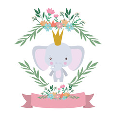 Cute elephant cartoon and ribbon vector design