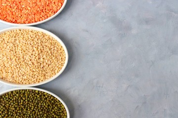 Beautiful Indian tricolor flag or tiranga flag is made out of pulses or lentils for the occasion of Indian Republic day or Independence day. Copy space