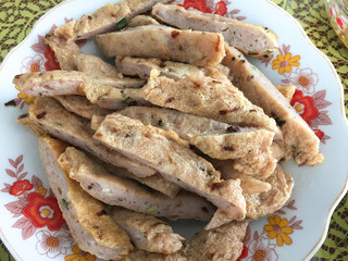 Grilled chopped fish for lunch at local restaurant