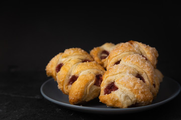 Cherry Danish Pastries with crystallized sugar