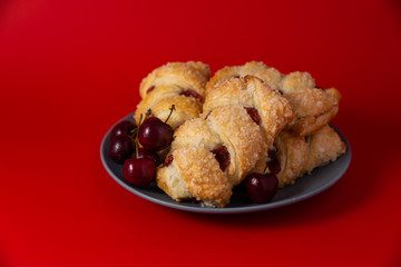 Cherry Danish Pastries with crystallized sugar