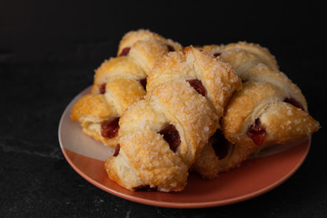Cherry Danish Pastries with crystallized sugar
