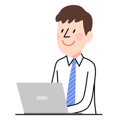 パソコンを使うビジネスマン　笑顔