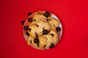 Cherry Danish Pastries with crystallized sugar