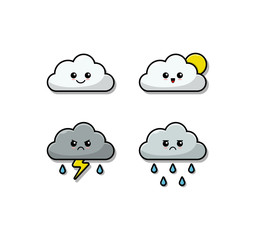 Cloud Emoji part 1 vector illustration on white isolated background. graphic resources business concept. for sticker, web, product illustration, etc.