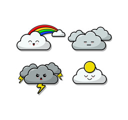 Cloud Emoji part 2 vector illustration on white isolated background. graphic resources business concept. for sticker, web, product illustration, etc.