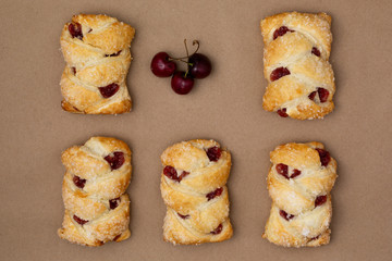Cherry Danish Pastries with crystallized sugar