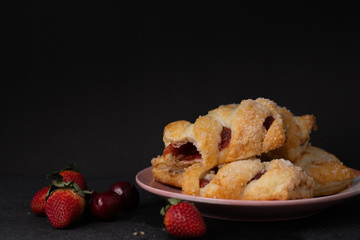 Cherry Danish Pastries with crystallized sugar