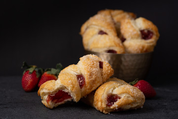 Cherry Danish Pastries with crystallized sugar