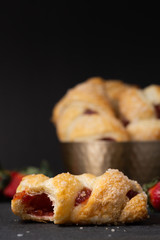 Cherry Danish Pastries with crystallized sugar