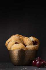 Cherry Danish Pastries with crystallized sugar