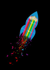 色鉛筆を燃料にした抽象的なロケット